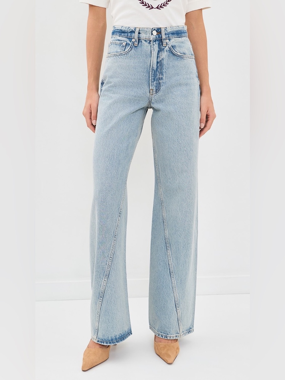 Anine Bing Light Blue High-Rise Wide Leg Jeans